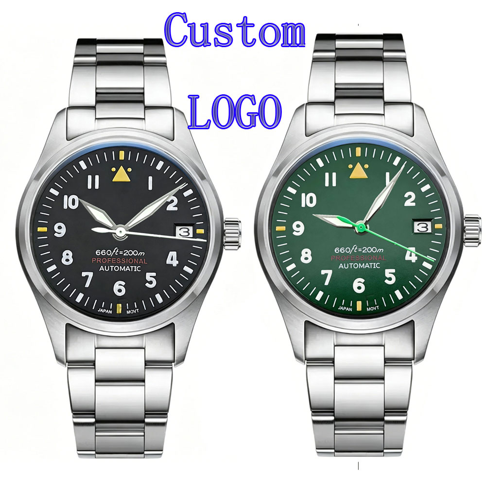 Stainless Bracelet Diver - Custom LOGO 36mm 39mm Pilot Watch