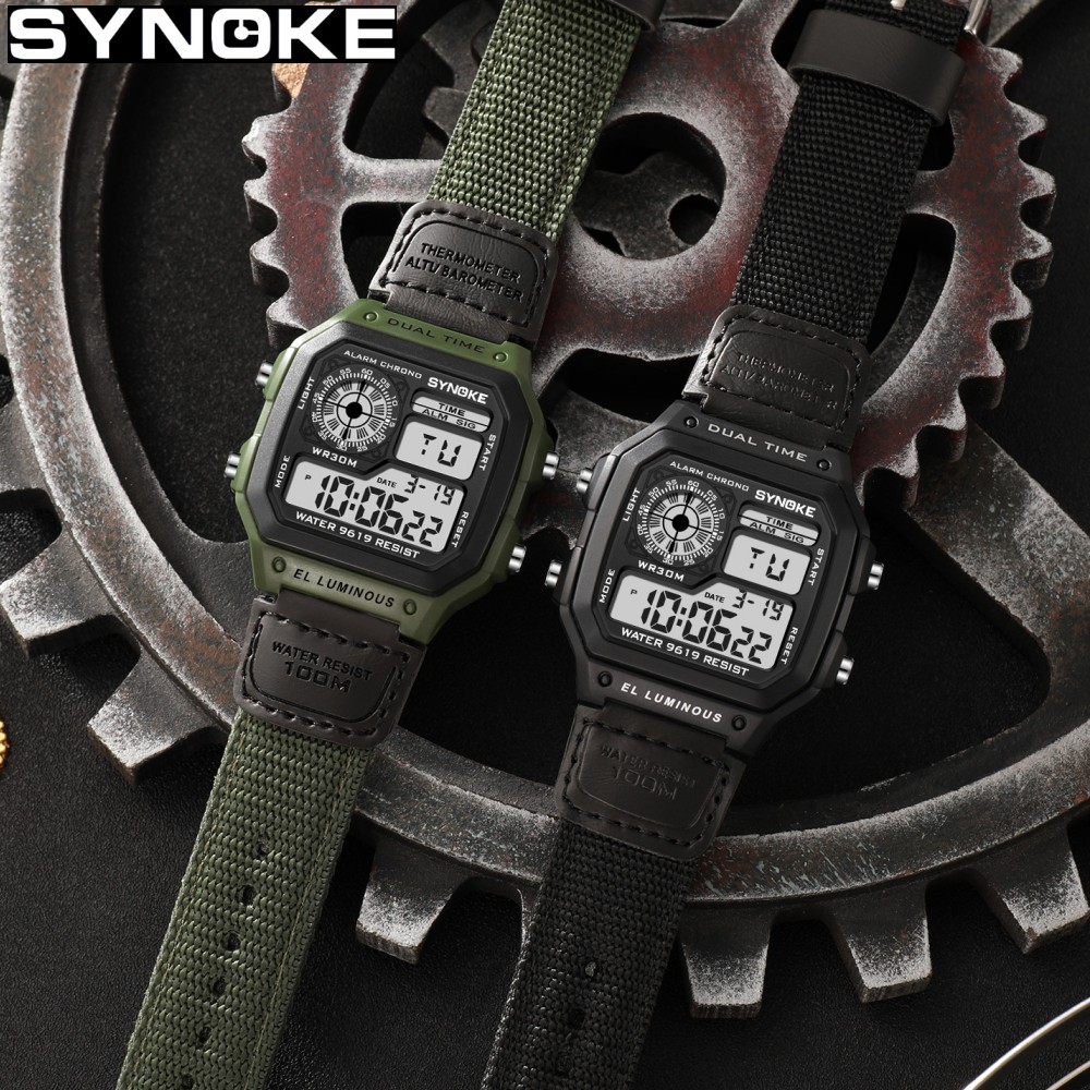 Synoke Outdoor Military Digita - Canvas Strap Watch ulasan dan harga
