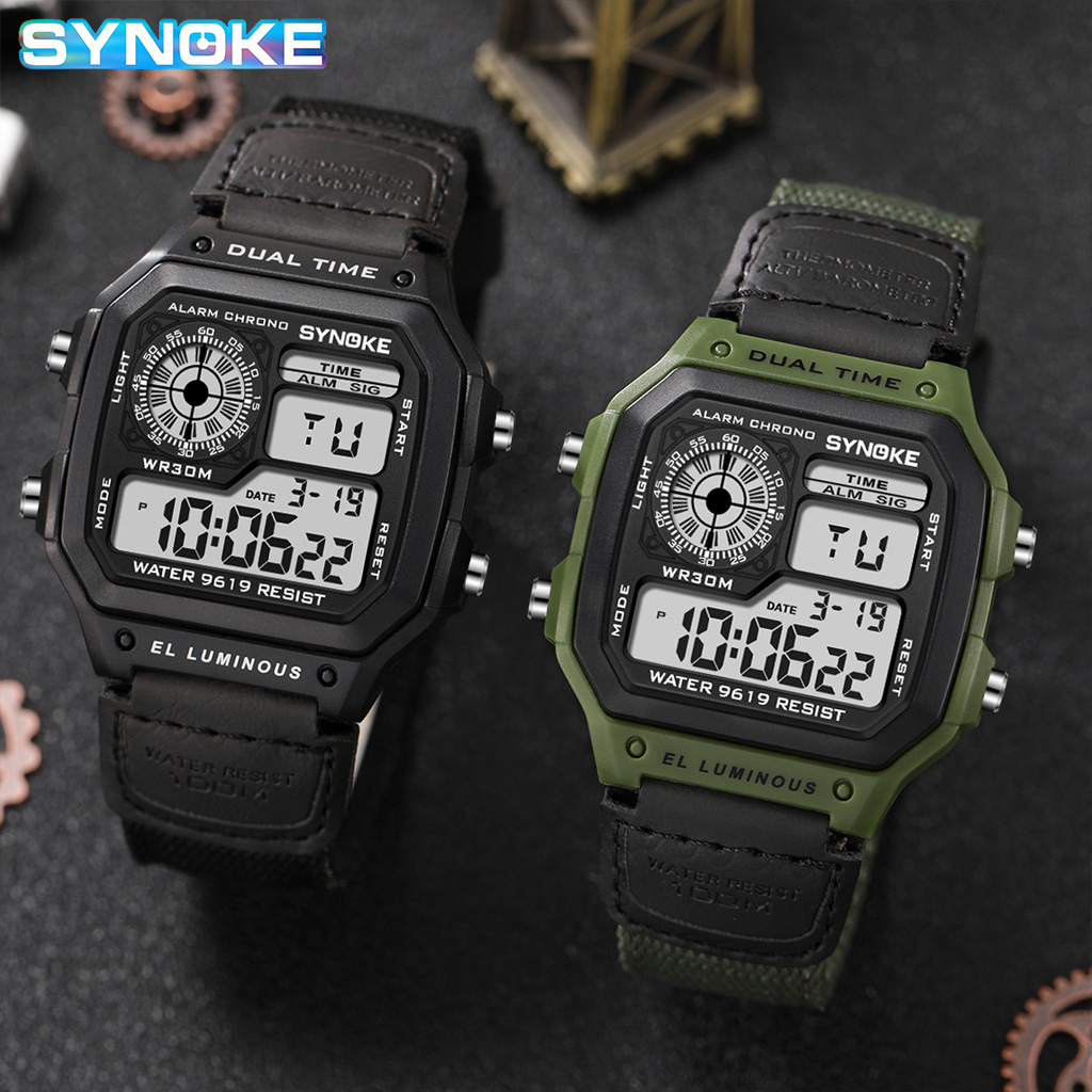 Synoke Outdoor Military Digita - Canvas Strap Watch ulasan dan harga
