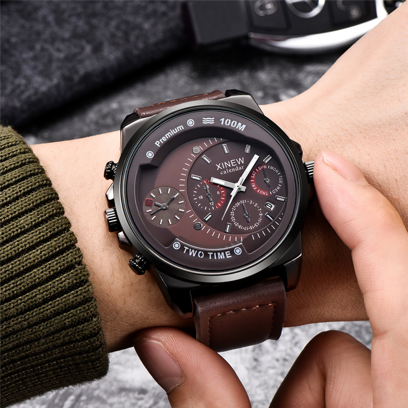 Original XINEW Brand Men Watch - Leather Watch Band Men ulasan dan harga