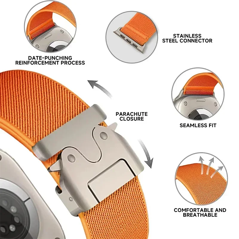 Nylon Strap for Apple Watch ba - Parachute Strap Elastic ulasan dan harga