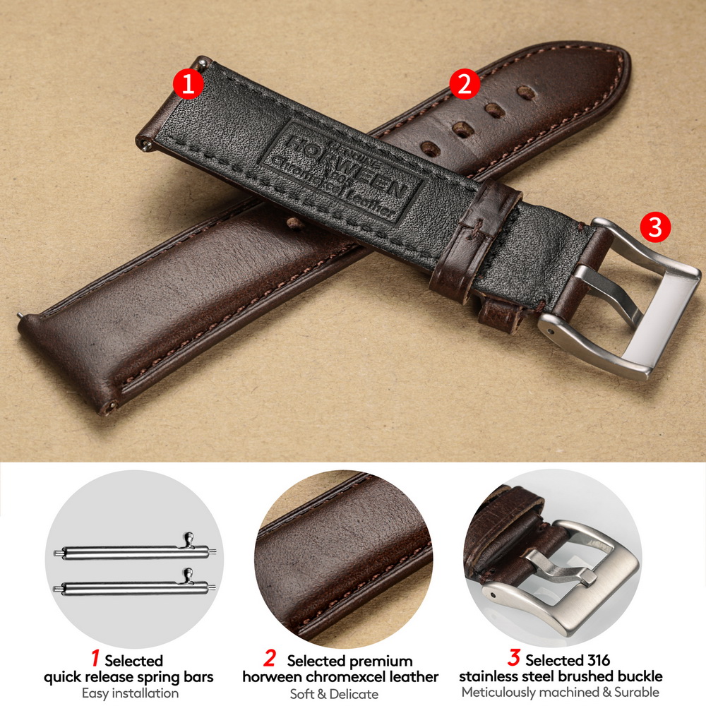 Hemsut Watch Bands Genuine Lea - Leather Strap Quick Release ulasan dan harga