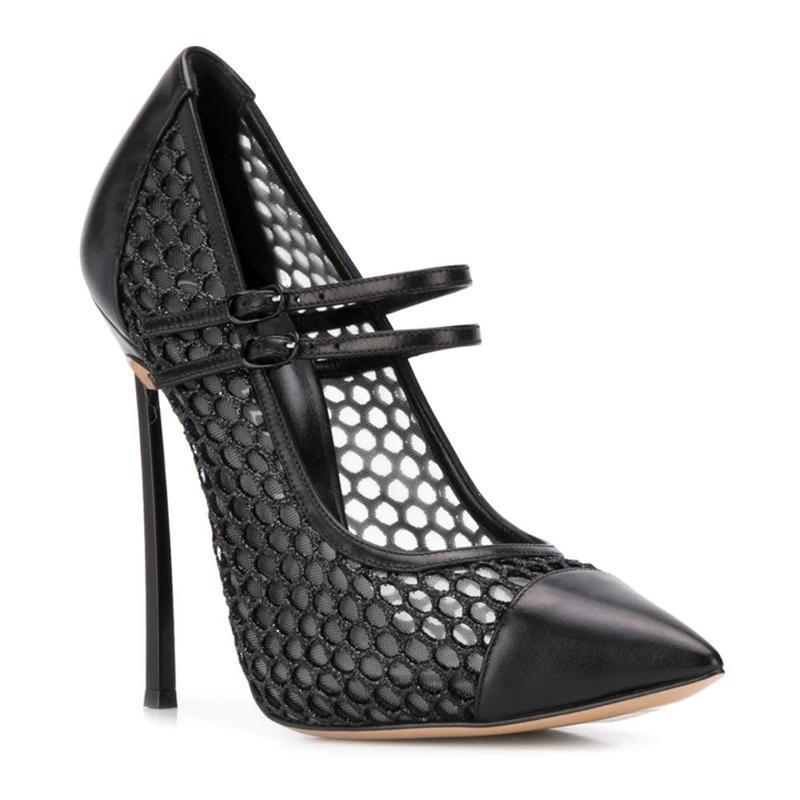 Sexy Mesh Patchwork Pointed To - Mesh Strap Metal ulasan dan harga