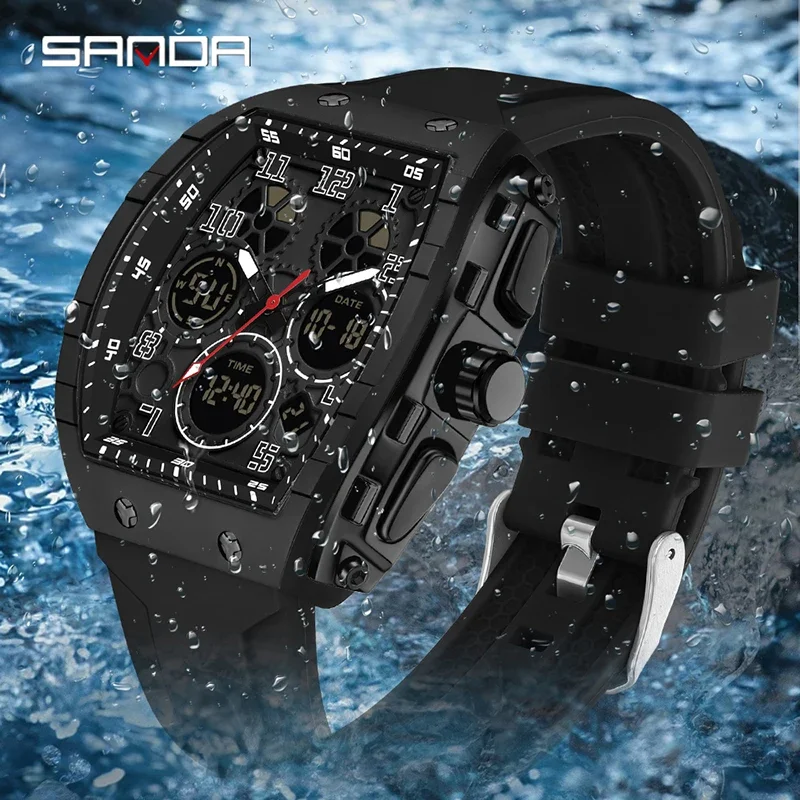 SANDA 6157 New Fashion Men's E - Rubber Strap Diver ulasan dan harga