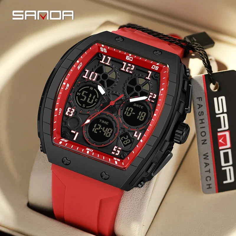 SANDA 6157 New Fashion Men's E - Rubber Strap Diver ulasan dan harga