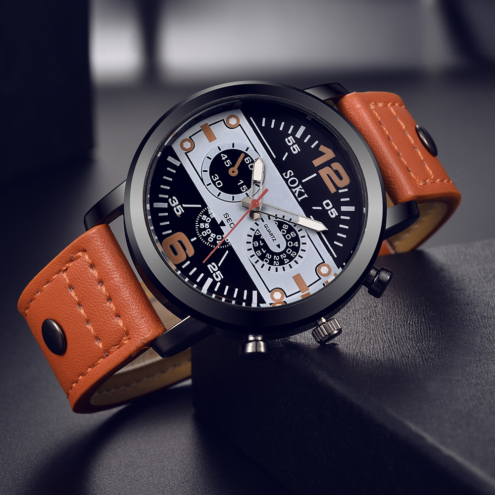 Sleek Men’s Watch Chic Brown L - Leather Watch Band Men ulasan dan harga