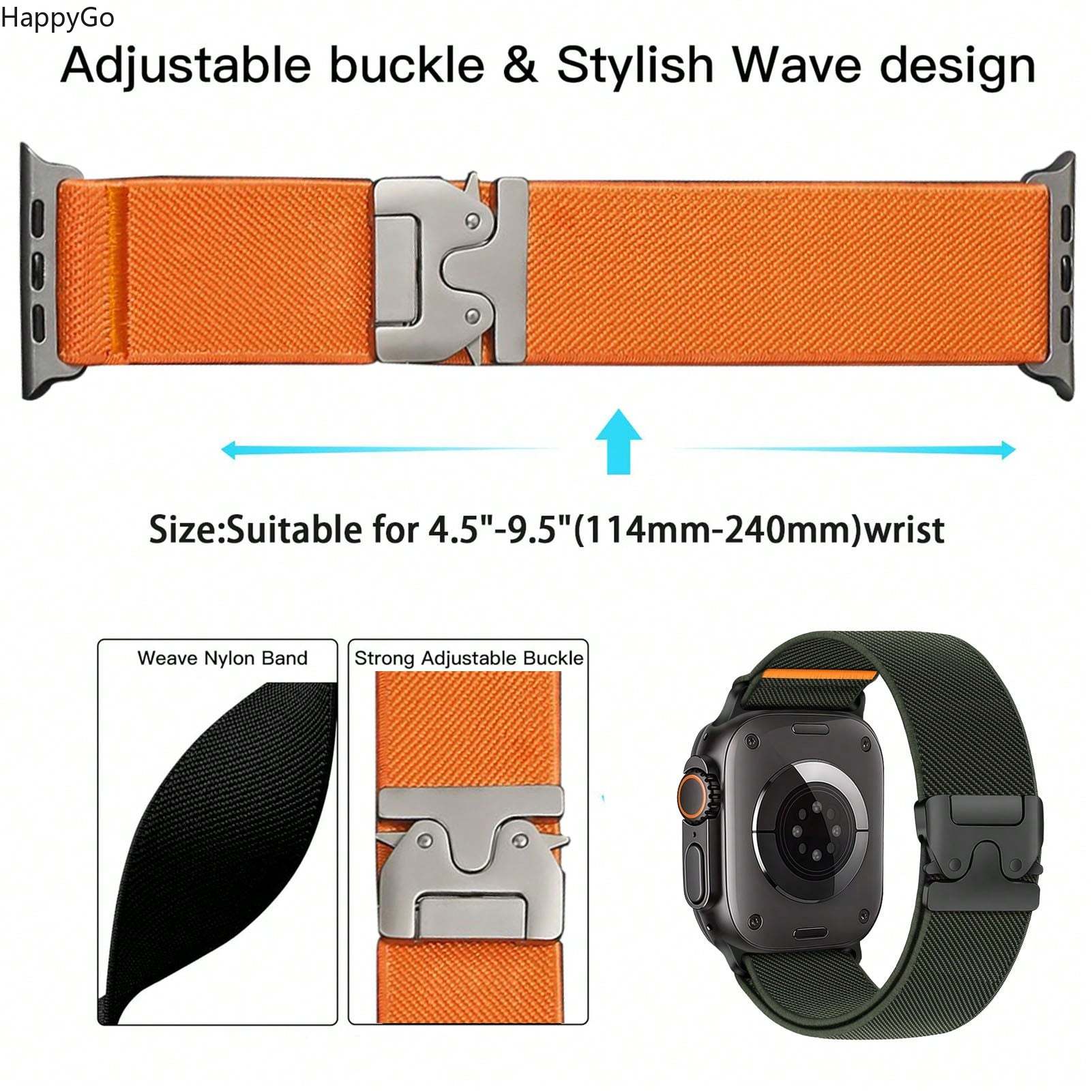 Wide Stretchy Nylon Wrist Stra - Parachute Strap Elastic ulasan dan harga