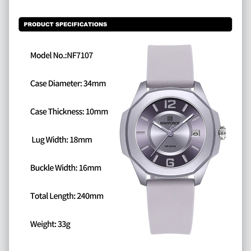 NAVIFORCE 7107 Watch for Women - Silicone Band Women ulasan dan harga