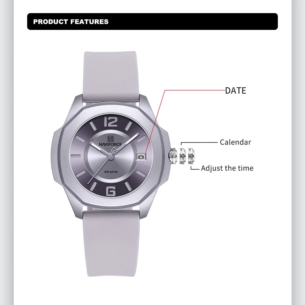 NAVIFORCE 7107 Watch for Women - Silicone Band Women ulasan dan harga