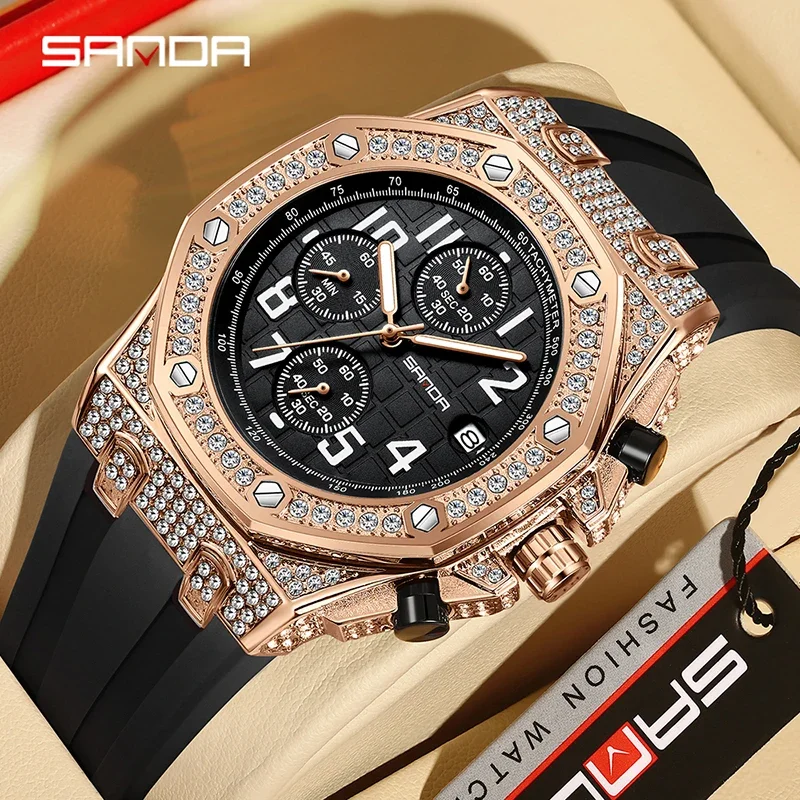 SANDA 7026 Men's Quartz Watch  - Rubber Strap Diver ulasan dan harga
