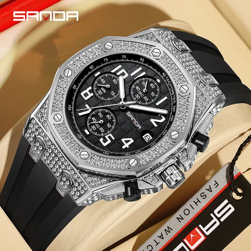 SANDA 7026 Men's Quartz Watch  - Rubber Strap Diver ulasan dan harga