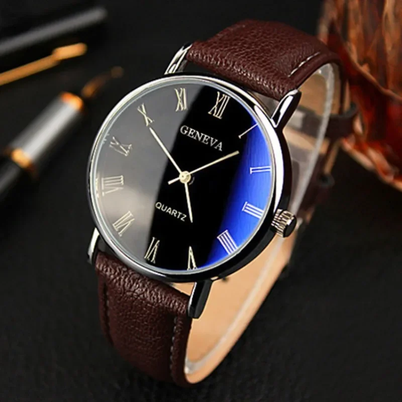 Famous Brand Men Quartz Watch  - Leather Watch Band Men ulasan dan harga
