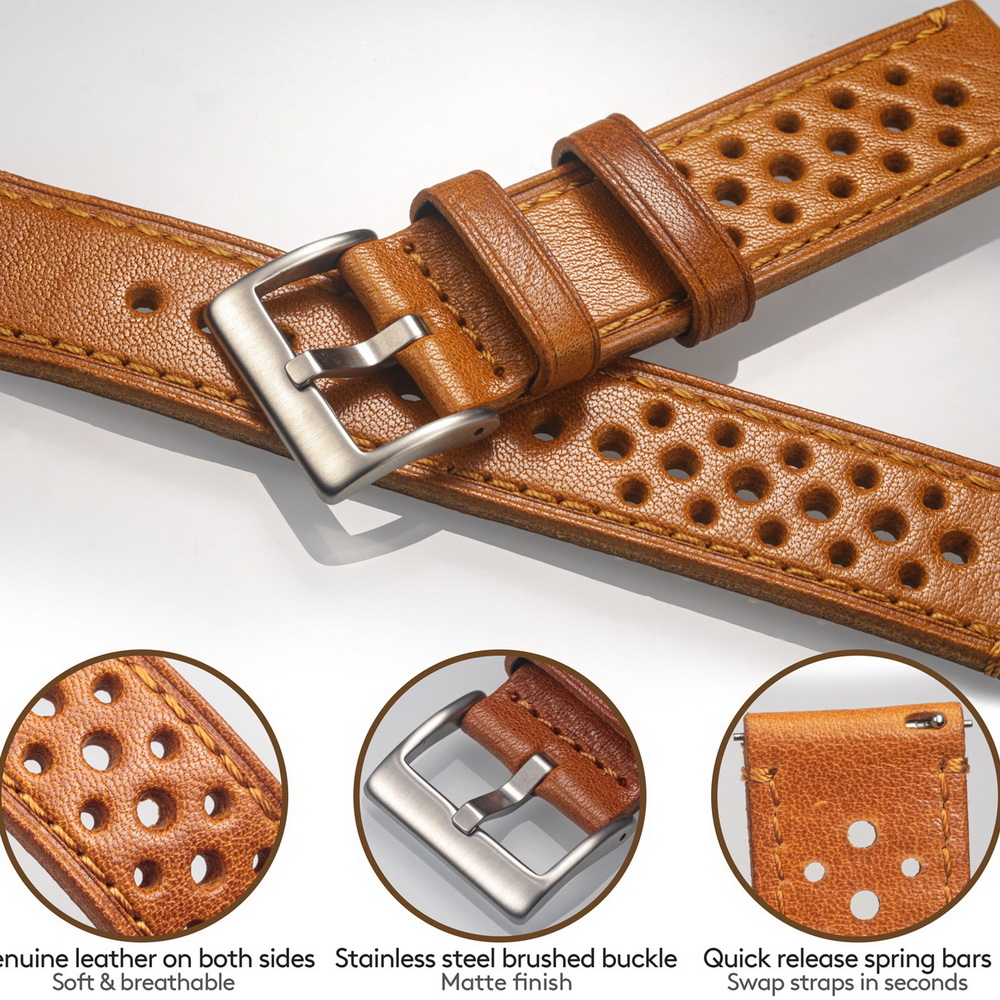Hemsut Cowhide Watch Band Quic - Leather Strap Quick Release ulasan dan harga