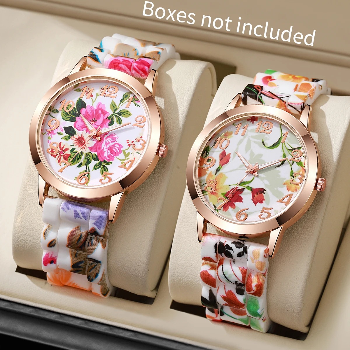 2PCS Fashion Flower Printed Wo - Silicone Band Women ulasan dan harga