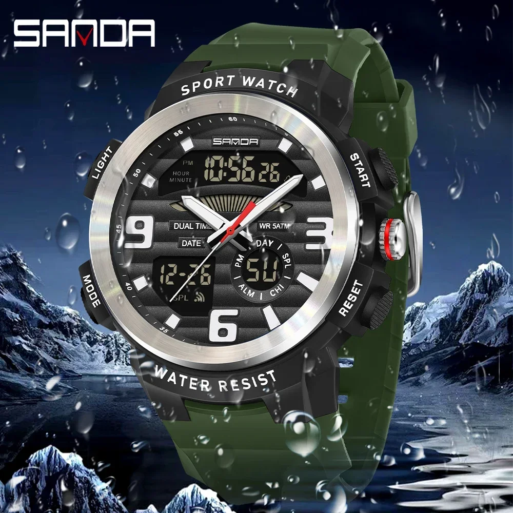 SANDA Multifunction Men Watch  - Rubber Strap Diver ulasan dan harga