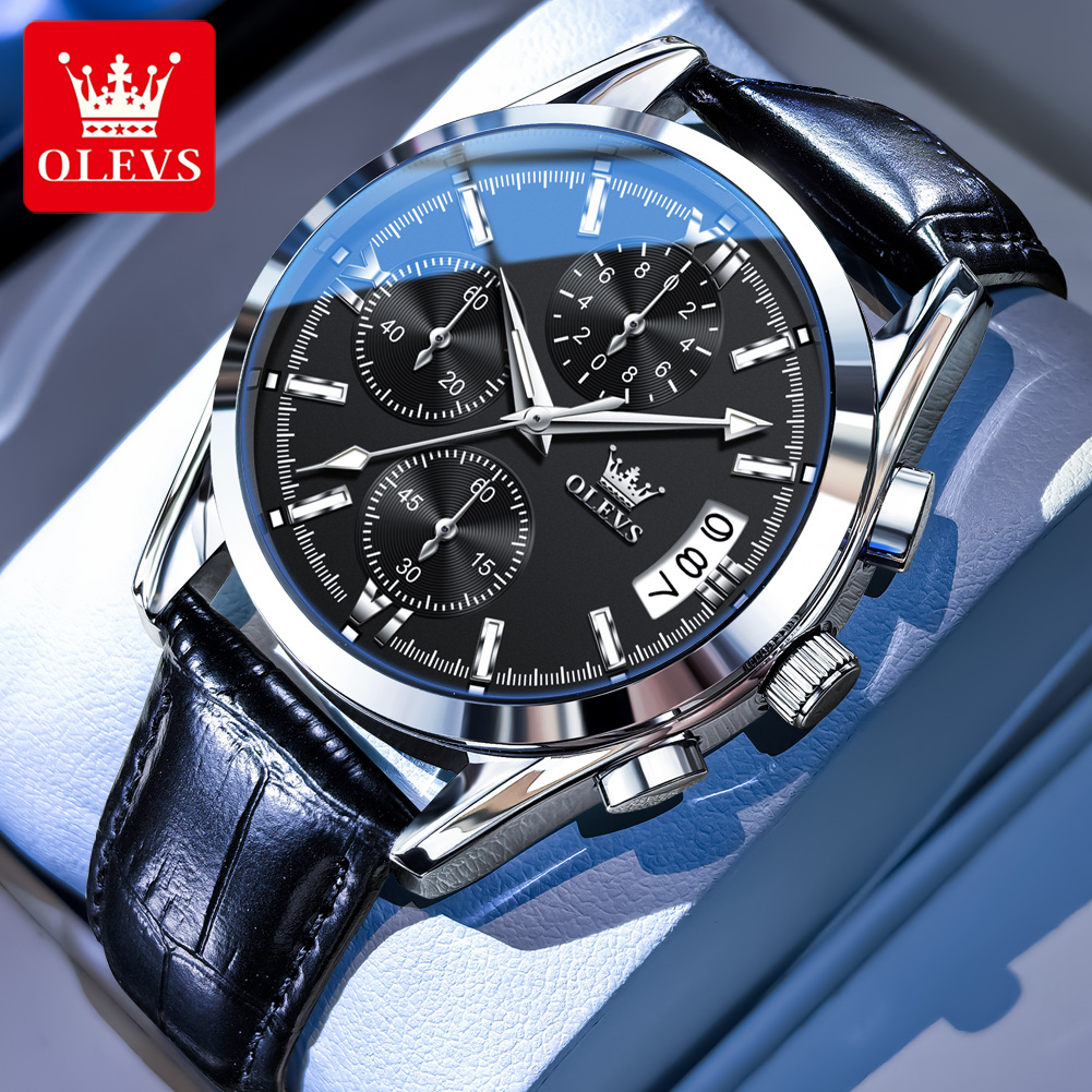 OLEVS Top Brand Luxury Men Wat - Leather Watch Band Men ulasan dan harga