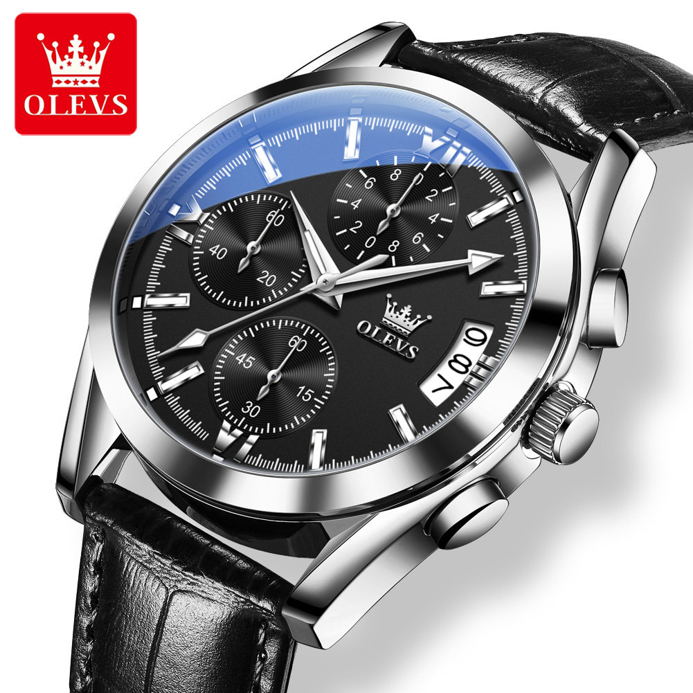 OLEVS Top Brand Luxury Men Wat - Leather Watch Band Men ulasan dan harga